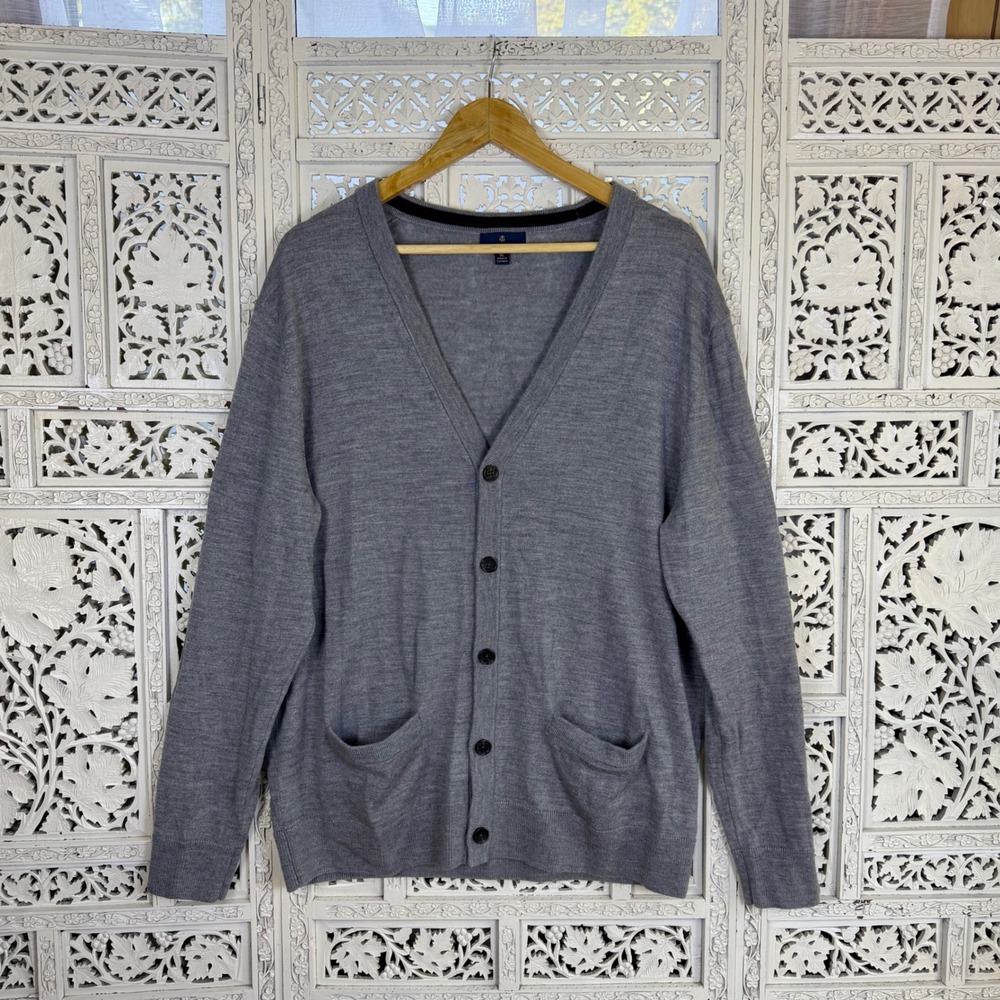 Brooks Brothers Extra Fine Merino Wool Gray Cardigan Mens XL Luxury Preppy